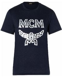 MCM - Round Collar Logo Short-Sleeved T-Shirt - Lyst
