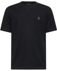 Brunello Cucinelli - Logo Embroidered Crewneck T-Shirt - Lyst