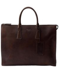Prada - Leather Tote Bag - Lyst