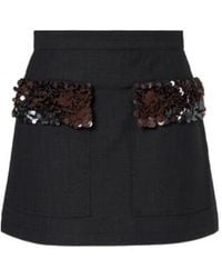 Plan C - Sequined Wool-Blend Miniskirt - Lyst