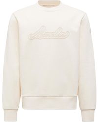Moncler - Cursive Logo Cotton Sweatshirt - Lyst