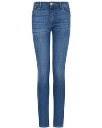 Emporio Armani - Embroidered-Logo Skinny Jeans - Lyst