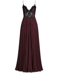 Self-Portrait - Pleated Lace-Trim Maxi Dress - Lyst