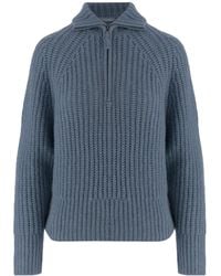 Allude - Half Zip Turtleneck Knitted Sweater - Lyst
