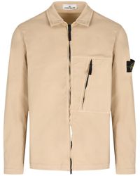 Stone Island - Logo Patch Zipped Overshirt - Lyst