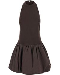 ROTATE BIRGER CHRISTENSEN - Tech Fabric Mini Peplum Dress With Short Sleeves - Lyst
