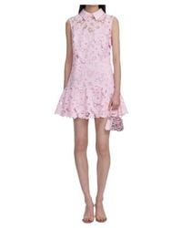 Self-Portrait - Embellished-Trim Lace Mini Dress - Lyst