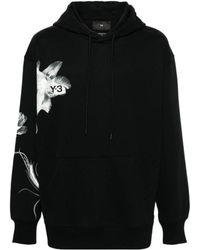 Y-3 - Logo Printed Drawstring Hoodie - Lyst