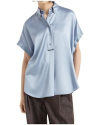 Brunello Cucinelli - Short-Sleeved Buttoned Blouse - Lyst