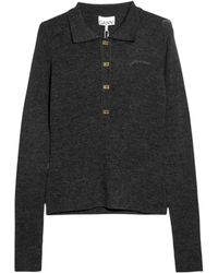 Ganni - Ribbed Polo Knitted Top - Lyst