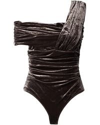 Goldsign - The Tilson One-Shoulder Gathered Stretch-Velvet Bodysuit - Lyst