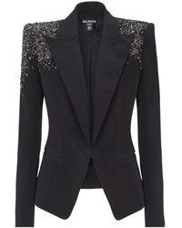 Balmain - Crepe Jacket With Amethyst Embroidery - Lyst
