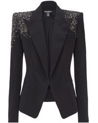 Balmain - Crepe Jacket With Amethyst Embroidery - Lyst