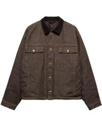 7 For All Mankind - Corduroy-Collar Denim Jacket - Lyst