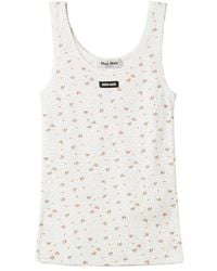 Miu Miu - Cotton Jersey Ribbed Tank Top - Lyst
