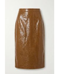 Gucci - Shiny Leather Midi Skirt - Lyst
