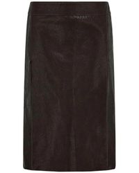 Ferragamo - Midi Leather Skirt - Lyst