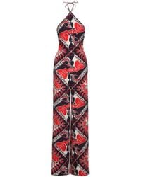 Valentino - Printed Silk Crêpe Halter Jumpsuit - Lyst
