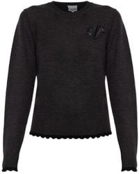 Ganni - Logo Patch Knitted Jumper - Lyst