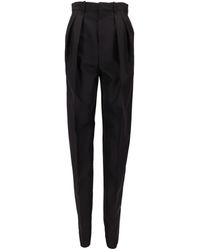 Saint Laurent - Pleated-Front Straight Trousers - Lyst