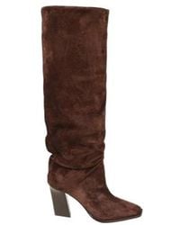 Jimmy Choo - 85Mm Square-Toe Suede Knee-High Boots - Lyst
