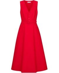 Dior - Mid-Length Flared Dress With Belt - Lyst