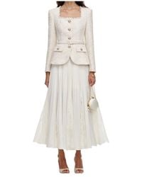 Self-Portrait - Belted Pleated Maxi Dress - Lyst
