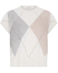 Peserico - Diamond-Pattern Short-Sleeve Top - Lyst