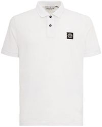 Stone Island - Logo Patch Cotton Polo Shirt - Lyst