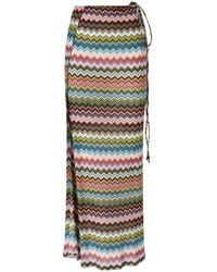 Missoni - Pixel-Effect Micro Zigzag Pattern Lamé Viscose Long Pareo Skirt - Lyst