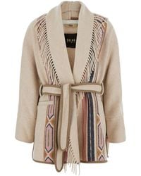Bazar Deluxe - Belted Patterned Fringe Coat - Lyst