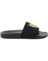 Palm Angels - Flame Monogram Printed Round Toe Slides - Lyst