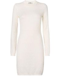 Fendi - Robe En Coton Et Viscose Ff Blanche - Lyst