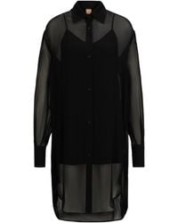 BOSS - Sheer Long Shirt Dress - Lyst