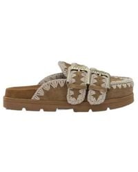 Mou - Crochet Buckle Flat Sandals - Lyst