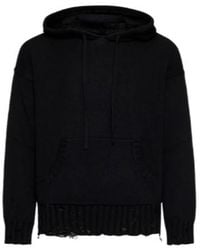 Marni - Drawstring Distressed Knitted Hoodie - Lyst