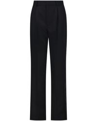 Victoria Beckham - Pleated Straight Trousers - Lyst