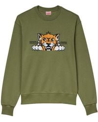 KENZO - Happy Tiger Embroidered Slim Sweatshirt - Lyst