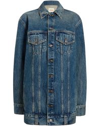 KHAITE - Long-Sleeved Lapel Denim Coat - Lyst