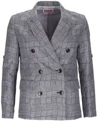 KENZO - 'Wavy Check' Oversized Blazer - Lyst
