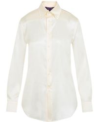 Ralph Lauren - Button-Down Long-Sleeved Satin Shirt - Lyst