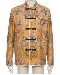 Valentino - Floral Patterned Frog-Closure Piped Trim Jacket - Lyst
