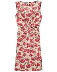 Prada - Cotton Poplin Poppies Mini Dress - Lyst
