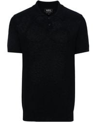 A.P.C. - Jay Open-Knit Short Sleeved Polo Shirt - Lyst