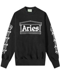 Aries - Logo Printed Crewneck Sweatshirt - Lyst