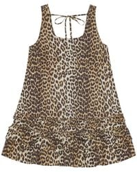 Ganni - Dress With Animal Print - Lyst