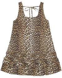 Ganni - Dress With Animal Print - Lyst