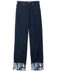 Burberry - Logo-Patch Straight-Leg Turn-Up Hem Jeans - Lyst