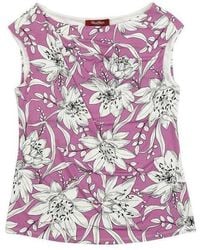 Max Mara - Printed T-Shirt With Round Neck - Lyst