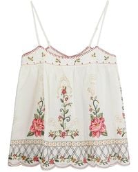 FARM Rio - Embroidered Scalloped Hem Top - Lyst